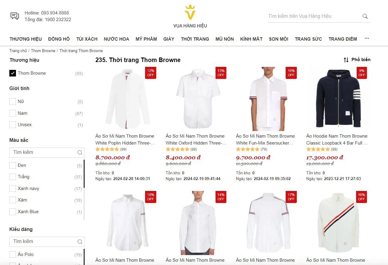 Thời trang Thom Browne trên Vua Hàng Hiệu