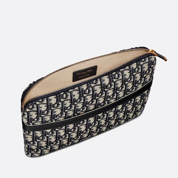Túi Cầm Tay Unisex Dior Blue Dior Oblique Jacquard Màu Xanh Be - Túi xách - Vua Hàng Hiệu