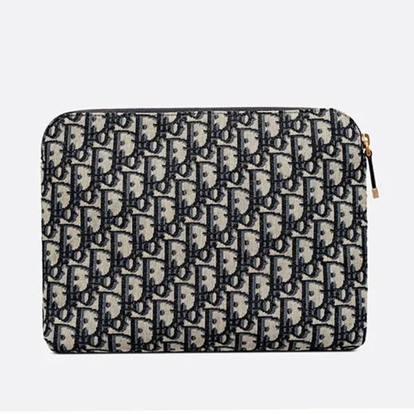 Túi Cầm Tay Unisex Dior Blue Dior Oblique Jacquard Màu Xanh Be - Túi xách - Vua Hàng Hiệu