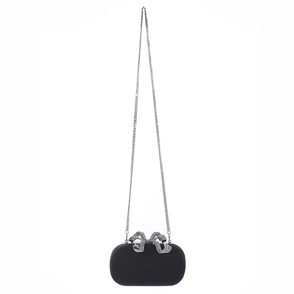 Túi Cầm Tay Nữ Self-Portrait Black Satin Bow Clutch SS24-311-BLACK Màu Đen