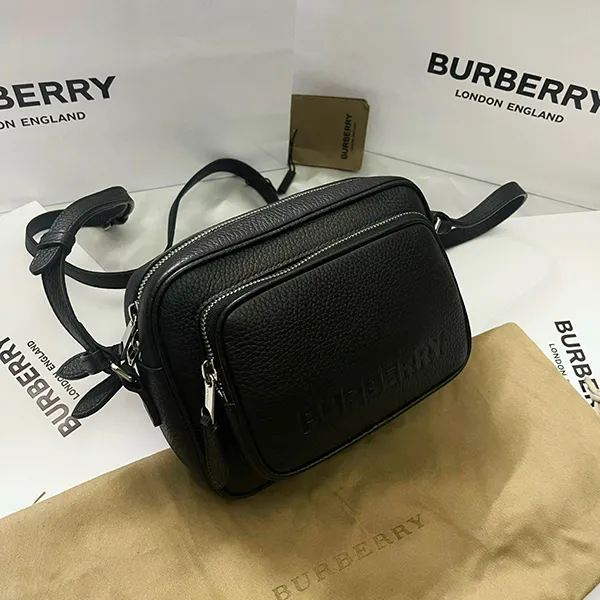 Túi Đeo Chéo Burberry BBR Leather Camera Shoulder Bag 8061569 Màu Đen