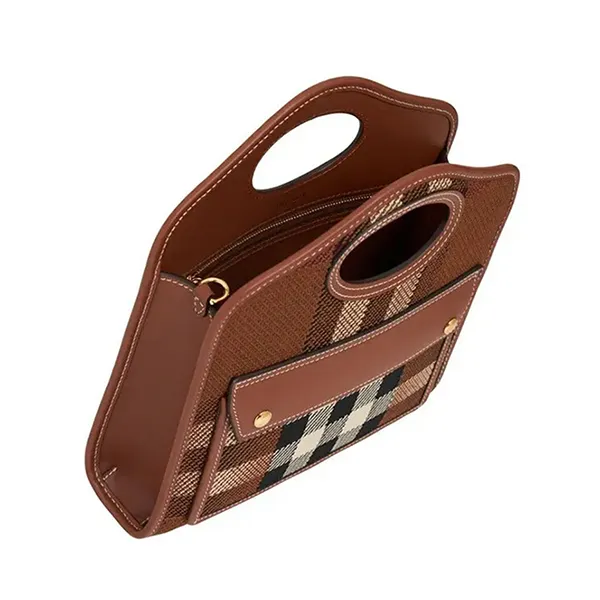 Túi Đeo Chéo Nữ Burberry Mini Pocket Knitted Bag Dark Birch Brown Màu Nâu Kẻ - Túi xách - Vua Hàng Hiệu