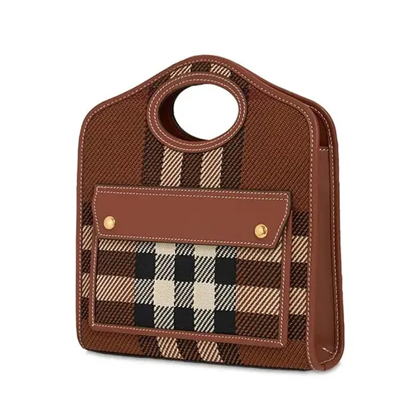 Túi Đeo Chéo Nữ Burberry Mini Pocket Knitted Bag Dark Birch Brown Màu Nâu Kẻ - Túi xách - Vua Hàng Hiệu