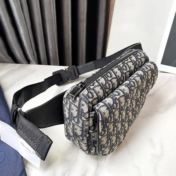 Túi Đeo Chéo Dior Saddle Belt Bag Beige And Black Oblique Jacquard Màu Be Đen - Túi xách - Vua Hàng Hiệu