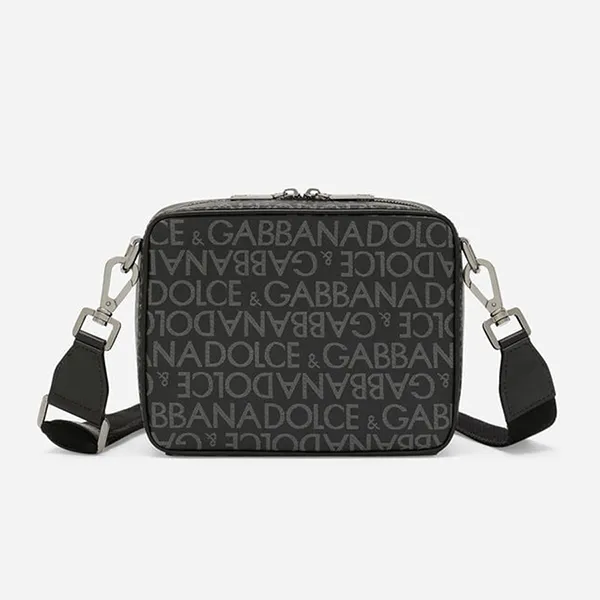 Túi Đeo Chéo Nam Dolce & Gabbana D&G Coated Jacquard BM2297AJ7058B969 Màu Đen Xám