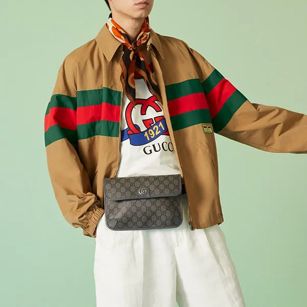 Túi Đeo Chéo Nam Gucci Ophidia GG Belt Bag Màu Xám - Túi xách - Vua Hàng Hiệu