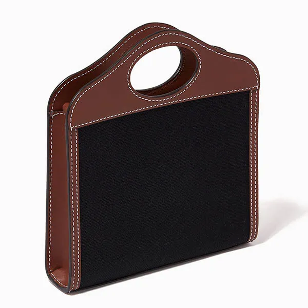 Túi Đeo Chéo Nữ Burberry Micro Pocket Bag In Leather And E-canvas Màu Nâu Đen - Túi xách - Vua Hàng Hiệu