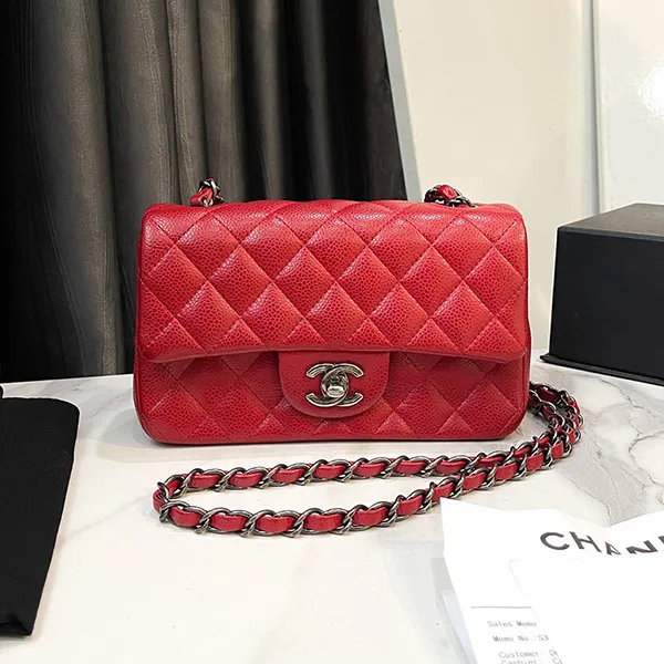 Túi Đeo Chéo Nữ Chanel Mini Rectangular Red Caviar Màu Đỏ - 3