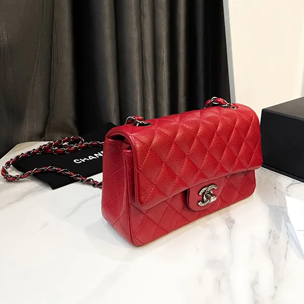 Túi Đeo Chéo Nữ Chanel Mini Rectangular Red Caviar Màu Đỏ - 1