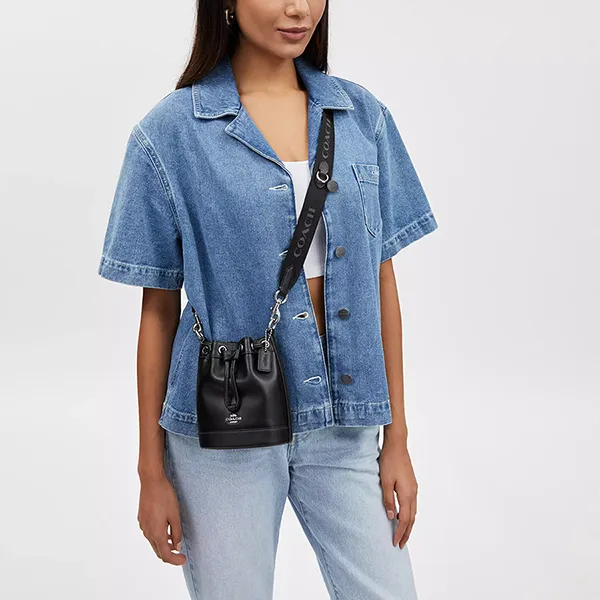 Túi Đeo Chéo Nữ Coach Mini Bucket Bag In Signature CR144 Màu Đen