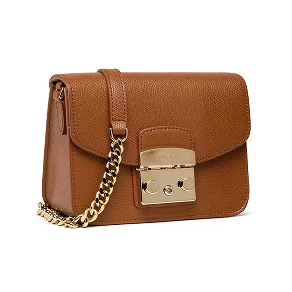Túi Đeo Chéo Nữ Furla Metropolis Crossbody Bag Cognac H Mini WB00217 ARE000 Màu Nâu