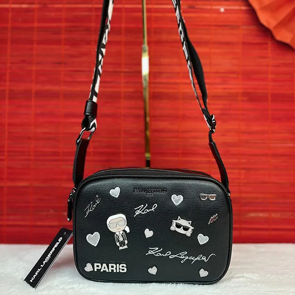 Túi Đeo Chéo Nữ Karl Lagerfeld Pins Camera Crossbody Màu Đen - Túi xách - Vua Hàng Hiệu