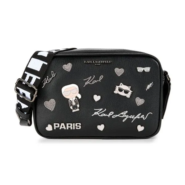 Túi Đeo Chéo Nữ Karl Lagerfeld Pins Camera Crossbody Màu Đen - Túi xách - Vua Hàng Hiệu