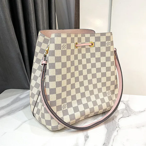 Túi Đeo Chéo Nữ Louis Vuitton LV Neonoe Drawstring Shoulder Bag Damier Azur White Màu Trắng Xám - Túi xách - Vua Hàng Hiệu
