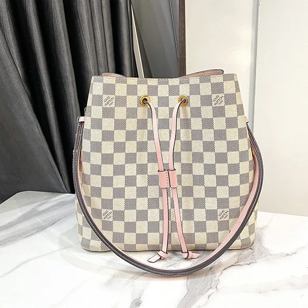Túi Đeo Chéo Nữ Louis Vuitton LV Neonoe Drawstring Shoulder Bag Damier Azur White Màu Trắng Xám - Túi xách - Vua Hàng Hiệu