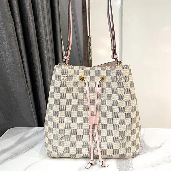 Túi Đeo Chéo Nữ Louis Vuitton LV Neonoe Drawstring Shoulder Bag Damier Azur White Màu Trắng Xám - Túi xách - Vua Hàng Hiệu