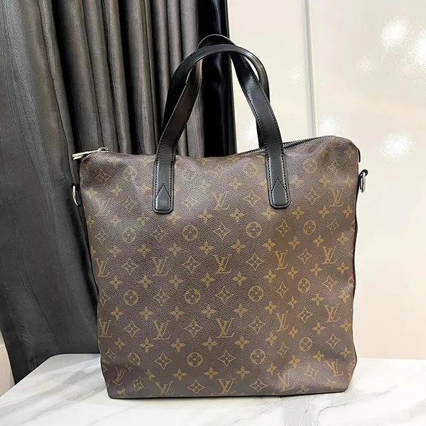 Túi Tote Nam Louis Vuitton LV Brown Monogram Macassar Kitan Silver Tone Hardware Màu Nâu Đen - Túi xách - Vua Hàng Hiệu