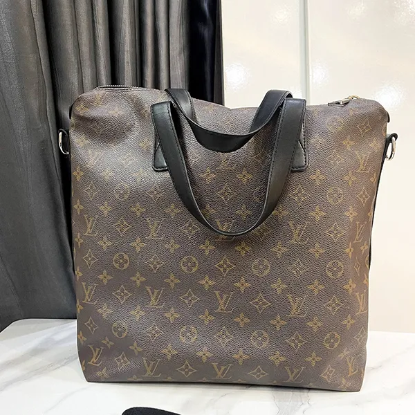Túi Tote Nam Louis Vuitton LV Brown Monogram Macassar Kitan Silver Tone Hardware Màu Nâu Đen - Túi xách - Vua Hàng Hiệu