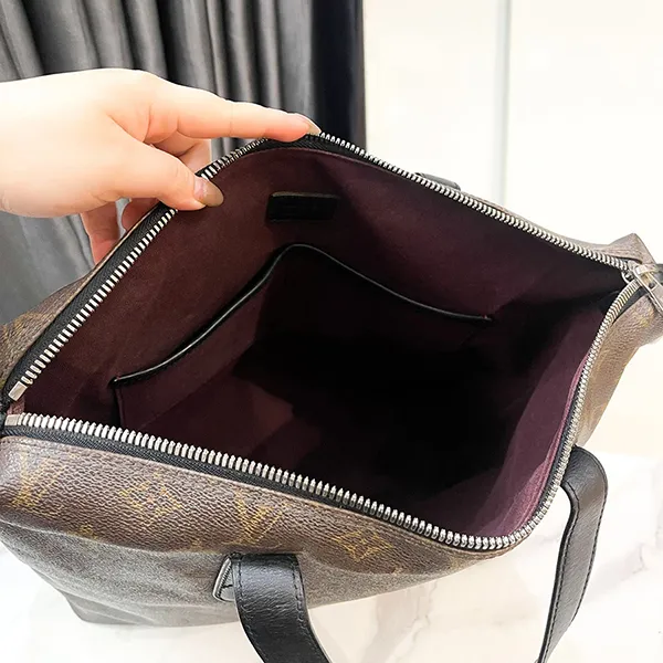 Túi Tote Nam Louis Vuitton LV Brown Monogram Macassar Kitan Silver Tone Hardware Màu Nâu Đen - Túi xách - Vua Hàng Hiệu