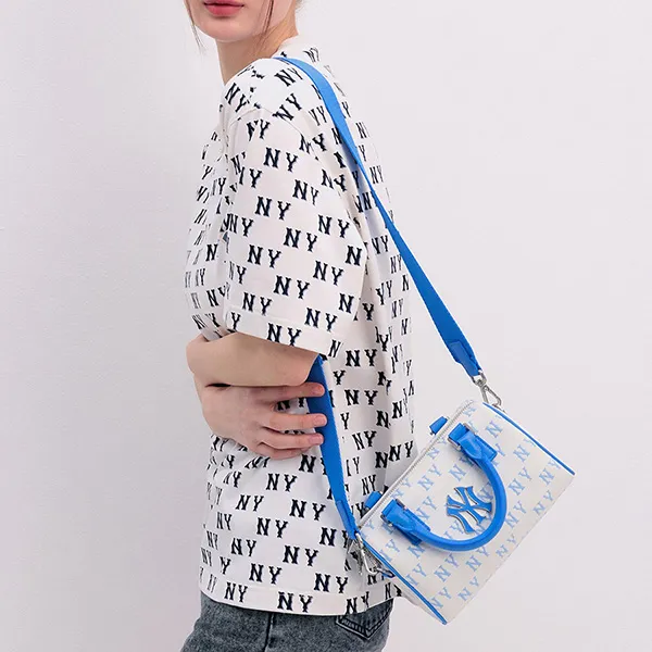 Túi Xách MLB Classic Monogram Jacquard Small Boston Bag New York Yankees 3ABWS014N-50SBD Màu Xanh - Túi xách - Vua Hàng Hiệu