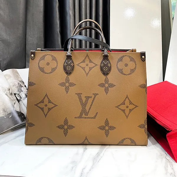 Túi Xách Nữ Louis Vuitton LV On The Go Monogram Canvas Màu Nâu Đen