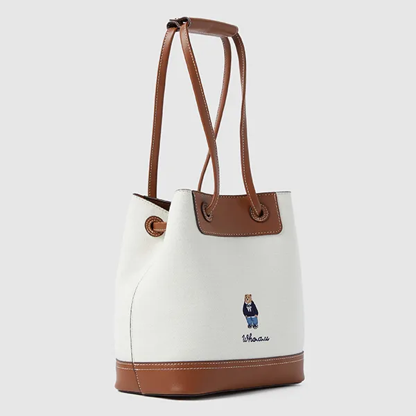 Túi Xách Nữ WHOAU Steave Bucket Canvas Bag Màu Be Nâu - Túi xách - Vua Hàng Hiệu