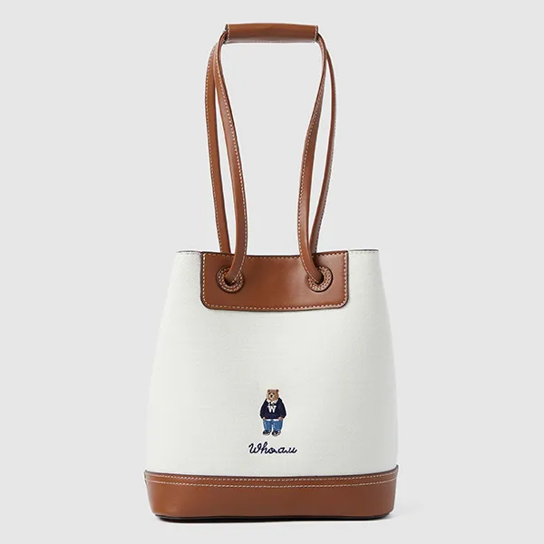 Túi Xách Nữ WHOAU Steave Bucket Canvas Bag Màu Be Nâu - Túi xách - Vua Hàng Hiệu