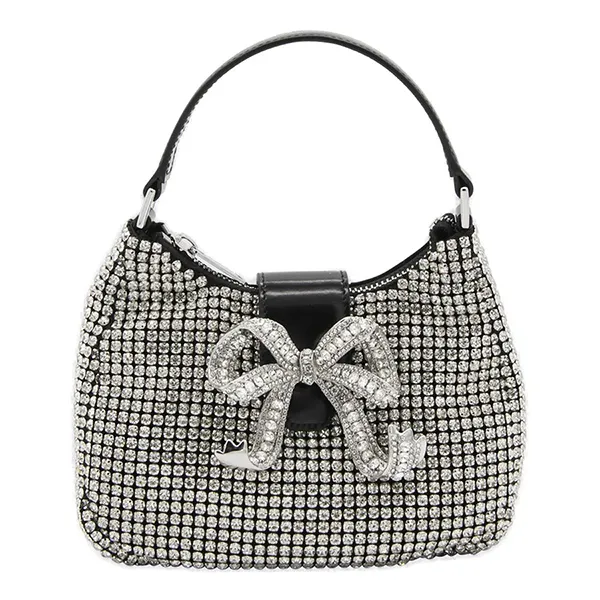 Túi Xách Tay Nữ Self-Portrait Diamante Crescent Bow SS24-314-SIL Màu Bạc - Túi xách - Vua Hàng Hiệu