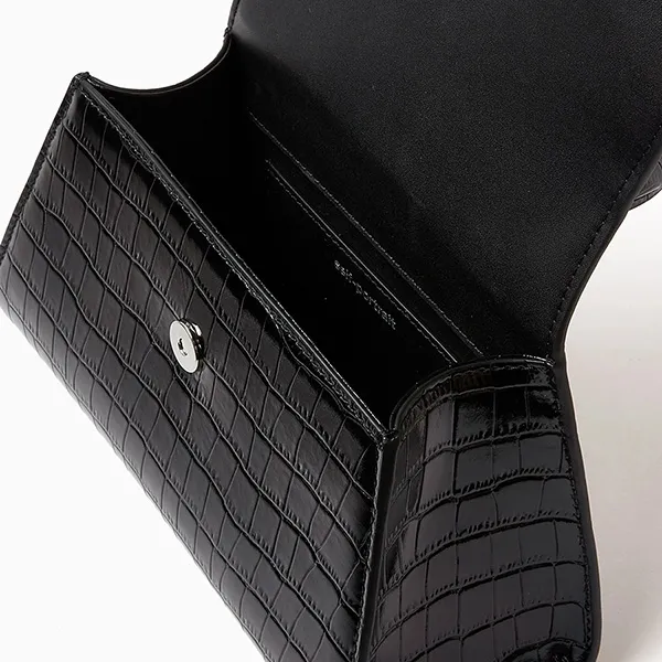 Túi Xách Tay Nữ Self-Portrait Mini Bow Bag In Croc-Embossed Leather Màu Đen - Túi xách - Vua Hàng Hiệu