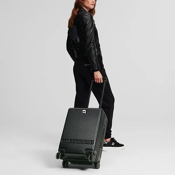 Vali Karl Lagerfeld K/Ikonik Hard Shell Trolley Case Màu Đen Size 20 - Túi xách - Vua Hàng Hiệu