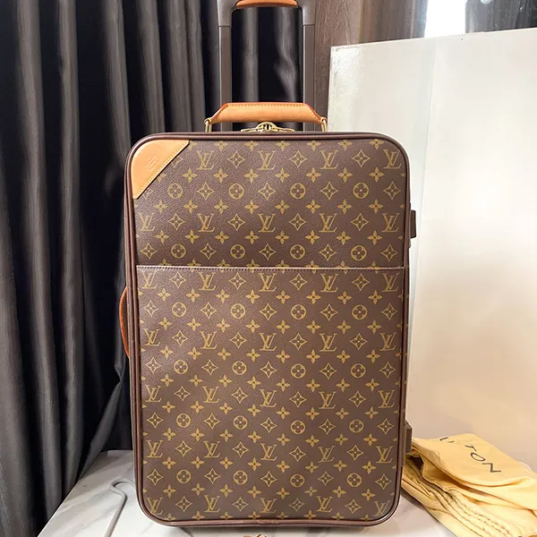 Vali Louis Vuitton LV Monogram Suitcase Pegase 55 Travel Bag M23294 Brown Màu Nâu Đen
