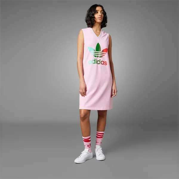 Váy Adidas Adicolor 70S V-Neck Dress IK7860 Màu Hồng Size XS - 3