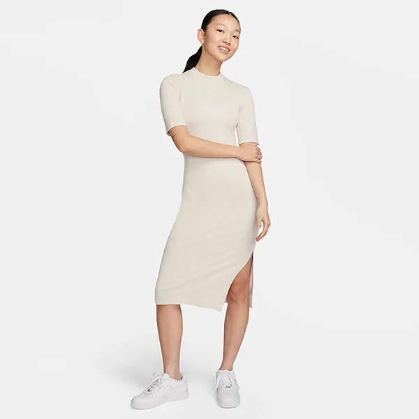 Váy Suông Nữ Nike Sportswear Essential Midi Dress DV7879-104 Màu Trắng Kem Size S