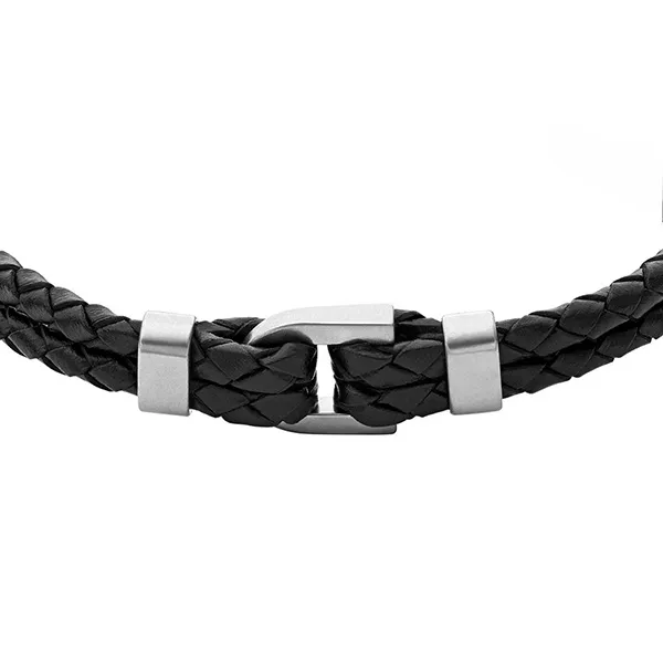 Vòng Đeo Tay Nam Fossil Heritage D-Link Black Leather Bracelet JF04202040 Màu Đen