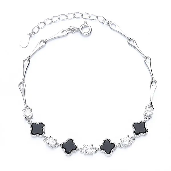 Vòng Đeo Tay LiLi Jewelry Cỏ Bốn Lá Đính Đá CZ, Mã Não Lili_449223 Màu Bạc - Trang sức - Vua Hàng Hiệu
