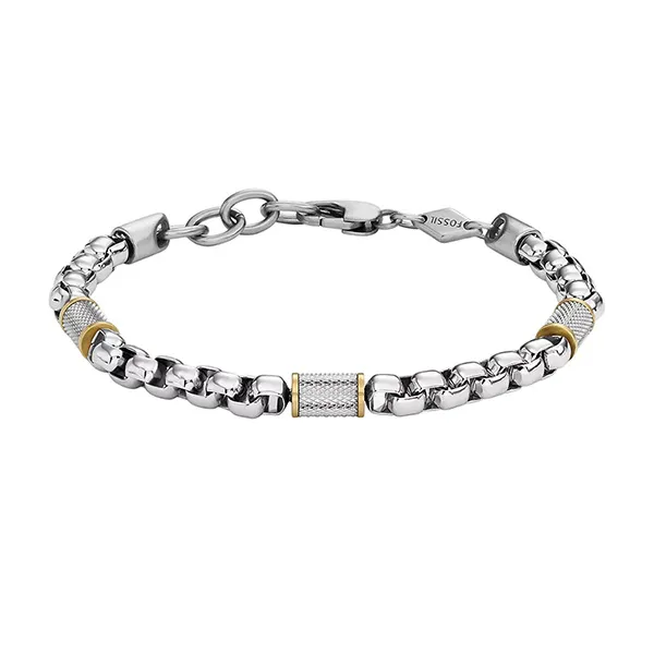 Vòng Đeo Tay Nam Fossil All Stacked Up Two-Tone Stainless Steel Chain Bracelet JF04138998 Màu Bạc - 1