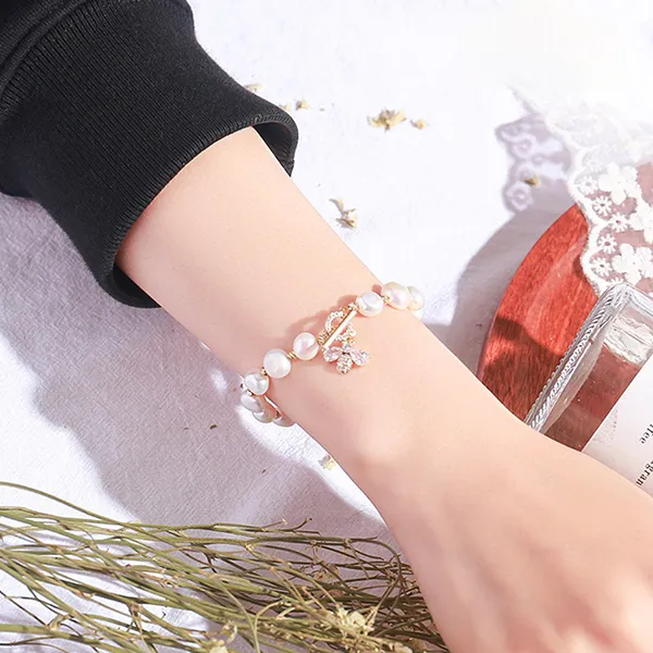 Vòng Đeo Tay Nữ Kya Jewel Golden Bee Pearl PB2 Màu Vàng/Trắng - Trang sức - Vua Hàng Hiệu