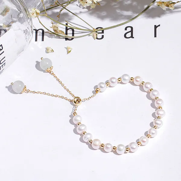 Vòng Đeo Tay Nữ Kya Jewel Graceful Pearl PB9 Màu Vàng/Trắng
