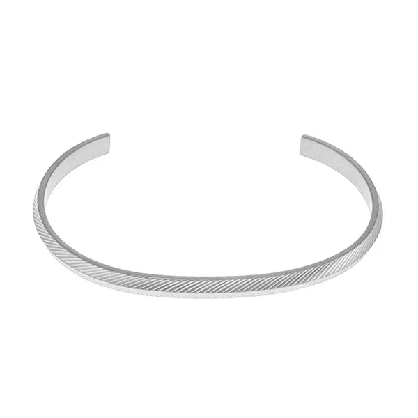Vòng Đeo Tay Unisex Fossil Harlow Linear Texture Stainless Steel Cuff Bracelet JF04566040 Màu Bạc - 1