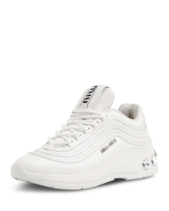 Giày Thể Thao Miu Miu Crystal-Embellished Sneakers