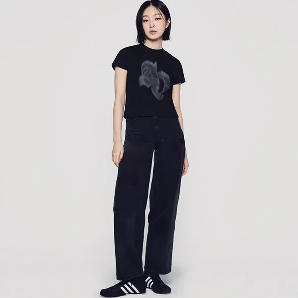 Áo Croptop Nữ Acmé De La Vie ADLV Symbol Half Tone Print Tshirt Màu Đen