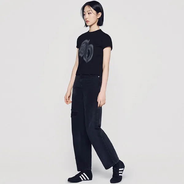 Áo Croptop Nữ Acmé De La Vie ADLV Symbol Half Tone Print Tshirt Màu Đen