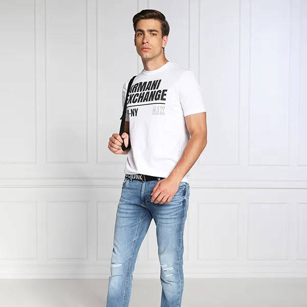 Áo Phông Nam Armani Exchange Regular Fit T-Shirt 6LZTFB ZJ8EZ Màu Trắng Size XS