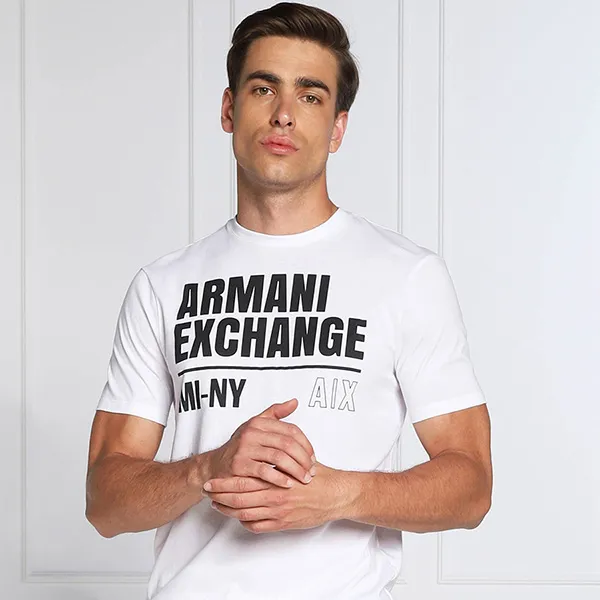 Áo Phông Nam Armani Exchange Regular Fit T-Shirt 6LZTFB ZJ8EZ Màu Trắng Size XS