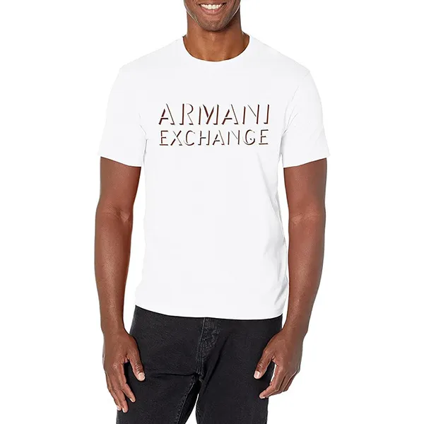 Áo Phông Nam Armani Exchange Shadow Logo Design Slim Fit T-Shirt 6LZTCF ZJ5LZ Màu Trắng Size XS