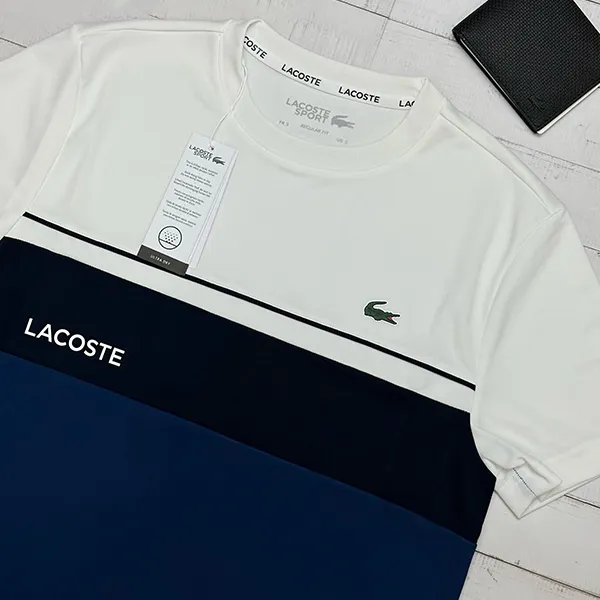 Áo Phông Nam Lacoste Sport TH9561 VT5 Tshirt Màu Trắng Xanh Size 4