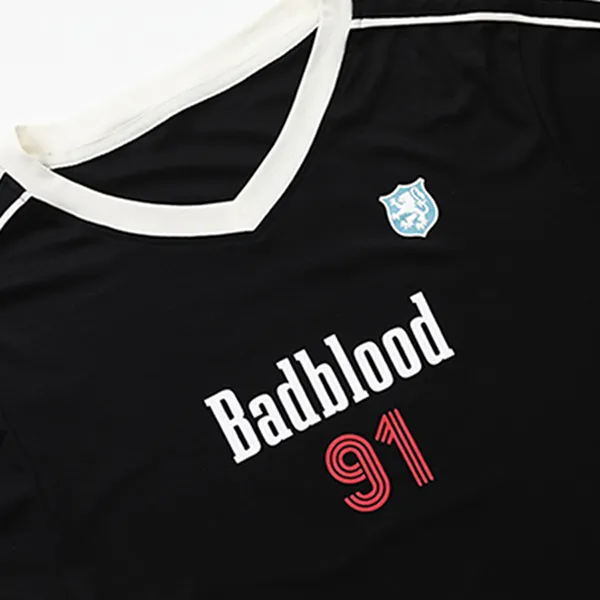 Áo Phông Nữ Badblood W Tee24 054 Vintage Club V-Neck Jersey TShirt Black Màu Đen - Thời trang - Vua Hàng Hiệu