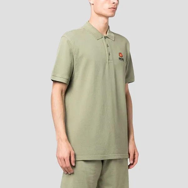 Áo Polo Nam Kenzo Boke Flower Logo Embroidered FC65PO0024PU 61 Màu Xanh Rêu Size XS