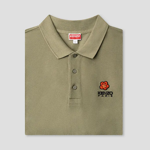 Áo Polo Nam Kenzo Boke Flower Logo Embroidered FC65PO0024PU 61 Màu Xanh Rêu Size XS