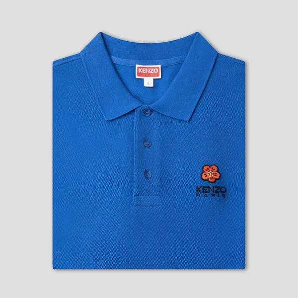 Áo Polo Nam Kenzo Boke Flower Logo Embroidered FC65PO0024PU 71 Màu Xanh Blue